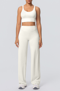 Women's Set:U-neck Sexy Crisscrossed  Bra And Wide Leg Pants