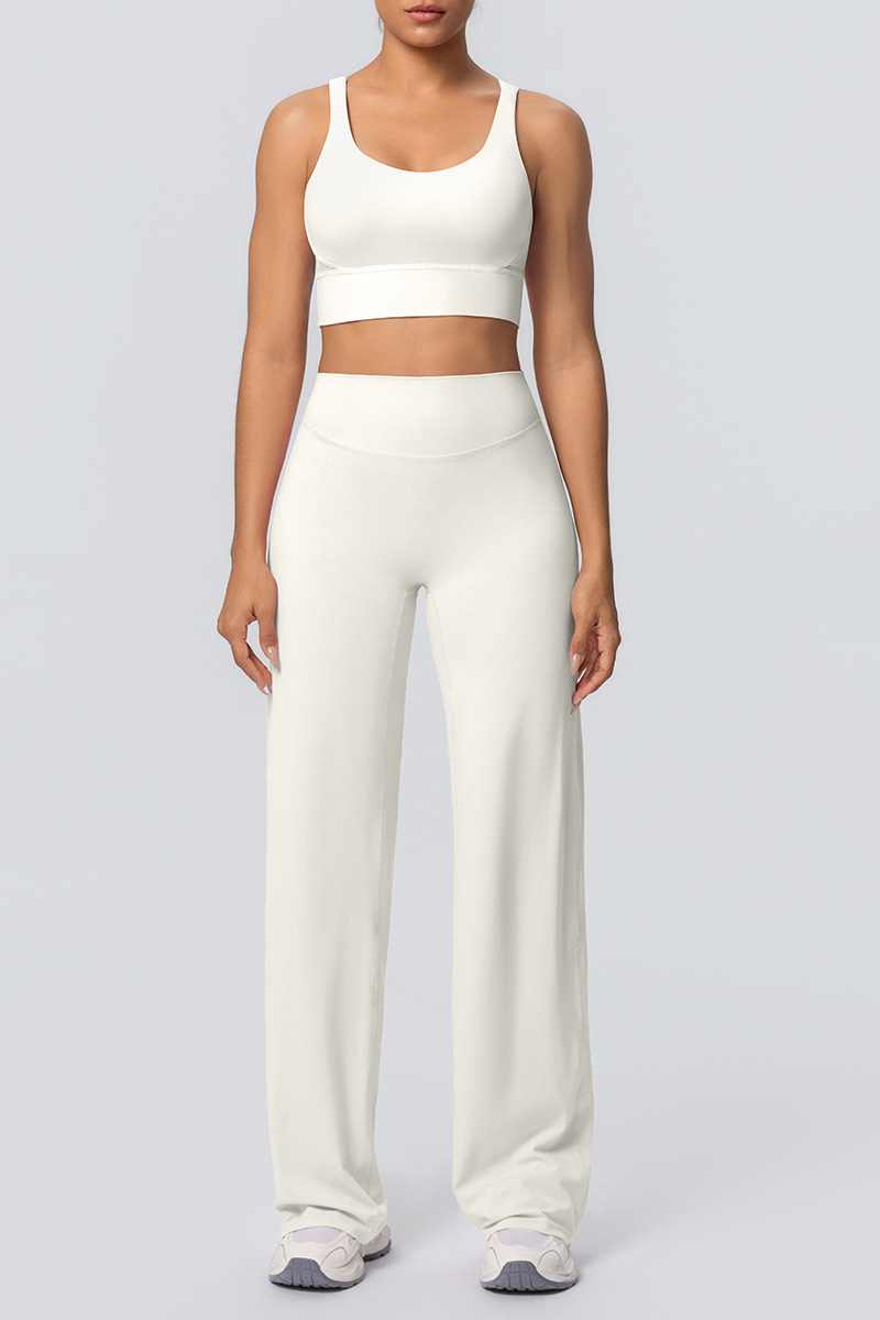 Women's Set:U-neck Sexy Crisscrossed  Bra And Wide Leg Pants