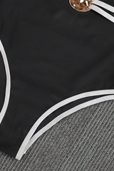 Women's Chain Print V Neck Backless Metal Straps One Piece