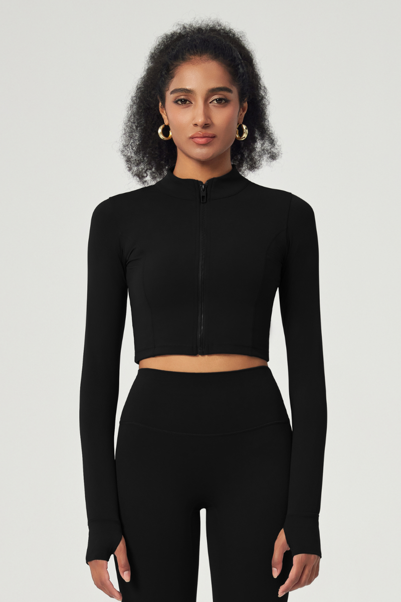 Women's Standing collar Cropped Yoga Jacket