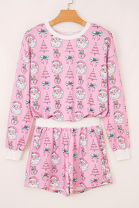 Women's Cute Thin Fabric Lounge Christmas Pajama Sets