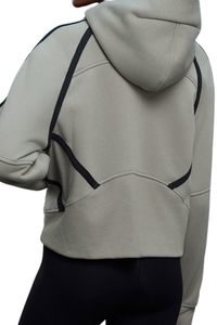 Women's Fall Fleece Varsity Half-Zip Hoodie With Thumb Holes