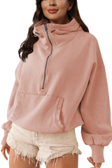 Drawstring long-sleeved top outer garment