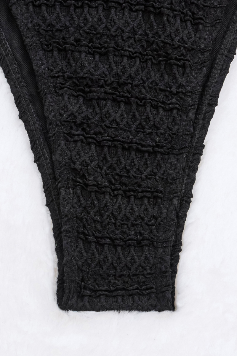 Women's Triangle Cup Side Tie Ribbed Solid Bikini Set