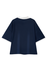 Men's V-Neck Contrast Trim Polo Collar Sports T-shirt