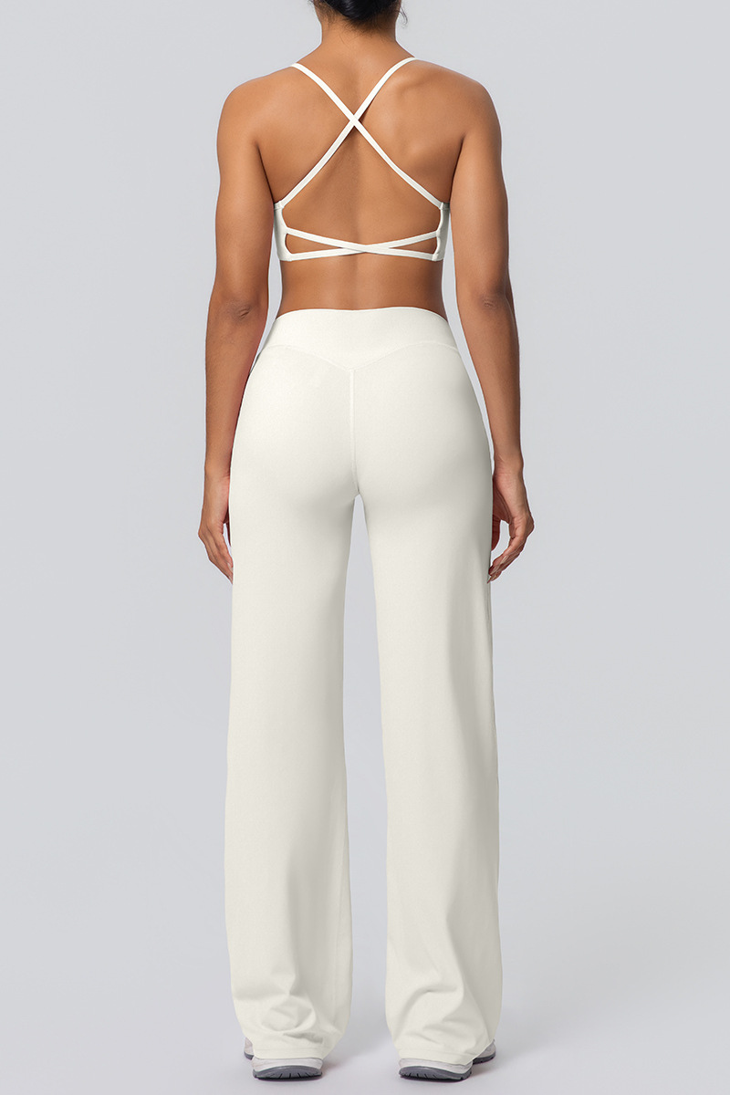 Women's Solid Color Criss-Cross Back Sports Set.