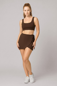 Women's Athletic Lace Up Back Sports Bra And Mini Skirt Sets