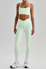 Women's  Crisscross Back Bra & V-Waist Yoga Leggings Set