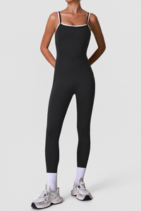 Women's Color-Block Adjustable Thin Strap Workout Jumpsuit