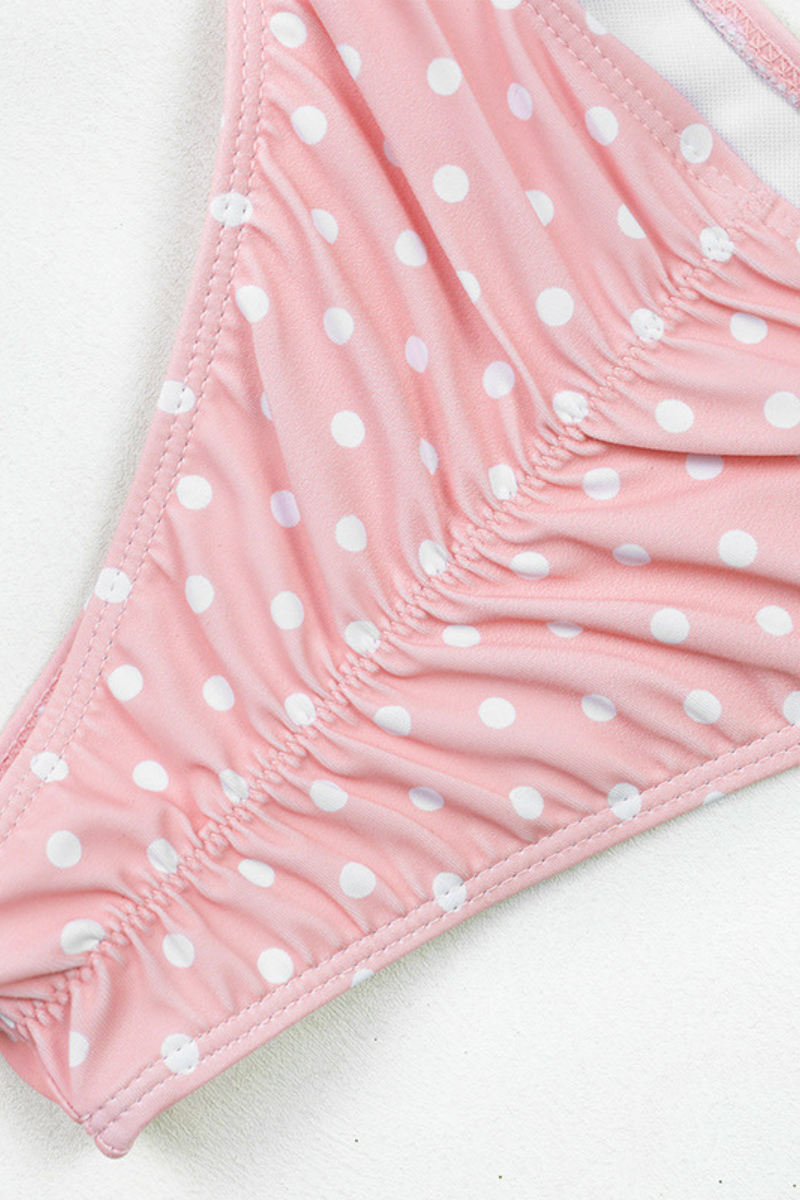 Women's Sexy 3D Floral Wide Leg Adjustable Bikini Set - Pink