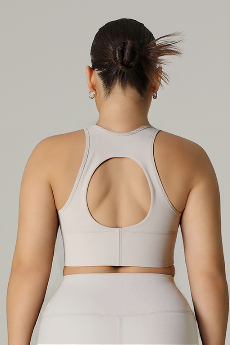 Plus Size Women's Cut-Out Sports Bra with Back Hook
