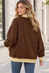 Women's Fall Custom Polka Dot Embroidery Mockneck Sweatshirt