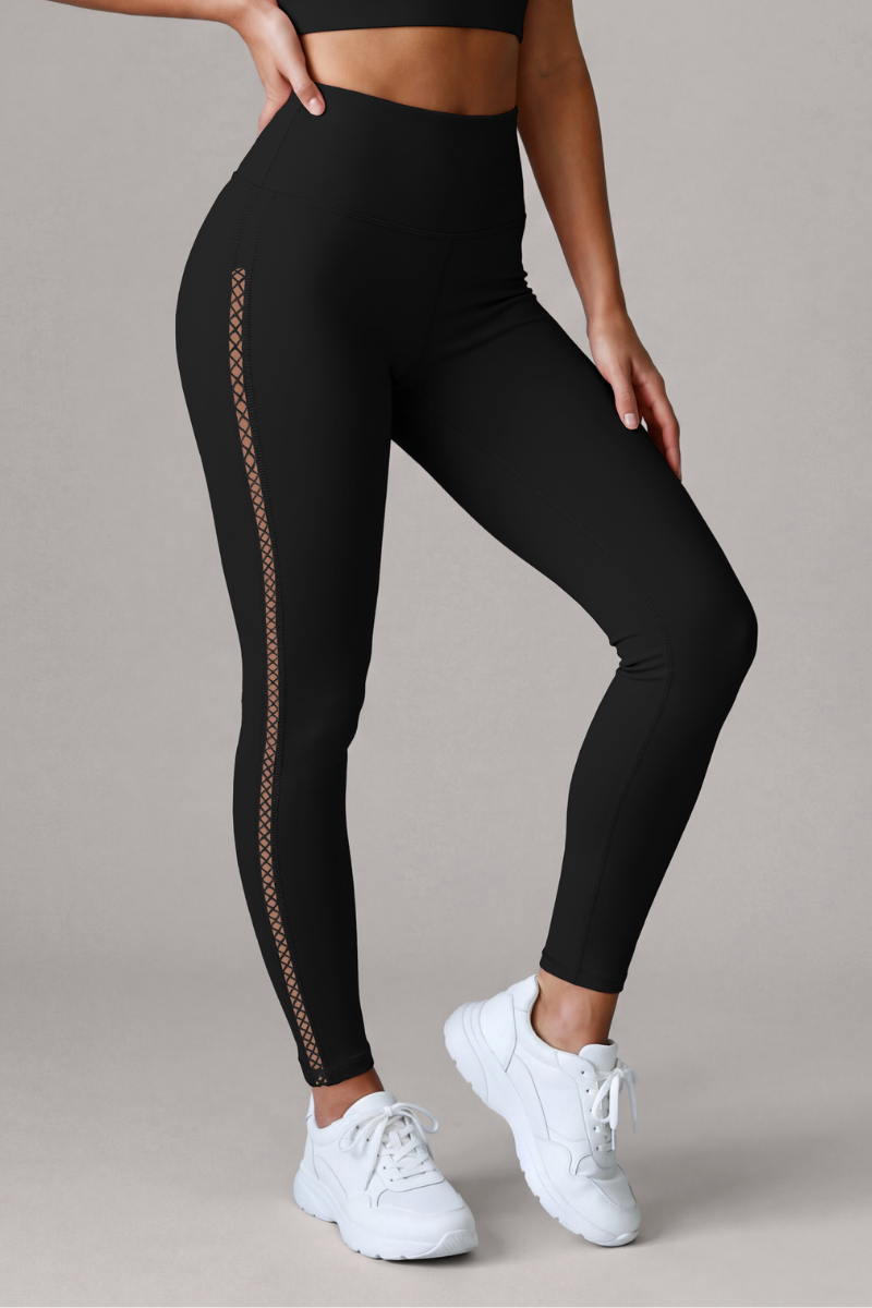 Women’s High-Waisted Side Mesh Perforation Yoga Leggings