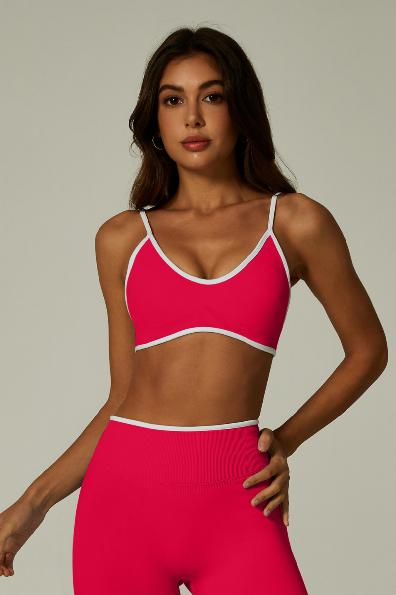 Women's Athletic Color-Block Thin-Strap Sports Bra