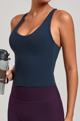 Women's Athletic V-neck Cross Back Tank Top