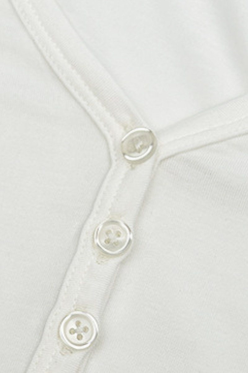 V-neck button-down short-sleeved sports top