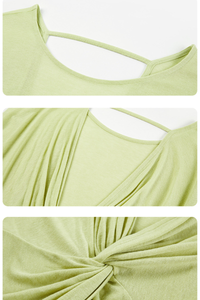 Women's Soft Breathable Backless Twist Loose Yoga Cover Up