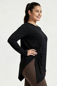 Plus Size Women's Fall Side Twist Asymmetrical Quick Dry Top