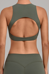 Women's High Neck Padded Racerback Cropped Sports Bra