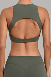 Women's High Neck Padded Racerback Cropped Sports Bra