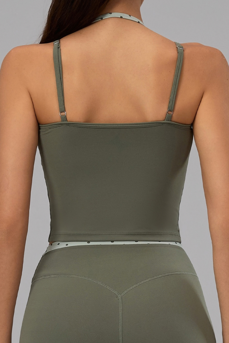 Women's Halterneck Polka Dot Cropped Workout Yoga Tank Top