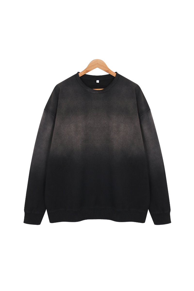 Unisex Fall Washed Vintage Gradient Crew Neck Sweatshirt