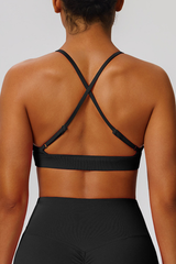Women's V-Neck Cross-Back Padded Naked Feel Sports Yoga Bra