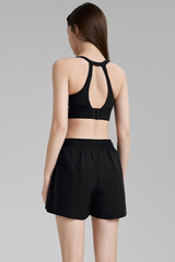 Women's Mesh Panel High Impact Bra & Shorts 2-Piece Set