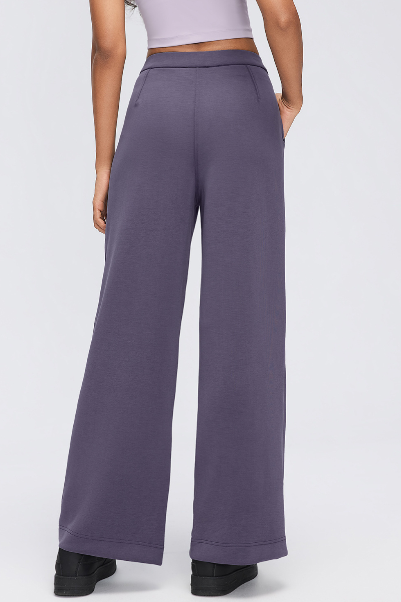 Women's Fall Center Pleat Hidden Card Pocket Wide Leg Pants
