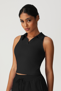 Women's Polo Collar Sleeveless Slim Fit Athletic Tank Top