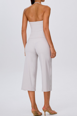 Women's Yoga Sets:Halter Twist Tank Top &Wide Leg Capri Pant