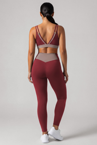 Women's Double Thin Strap Bra And High Rise Legging Yoga Set