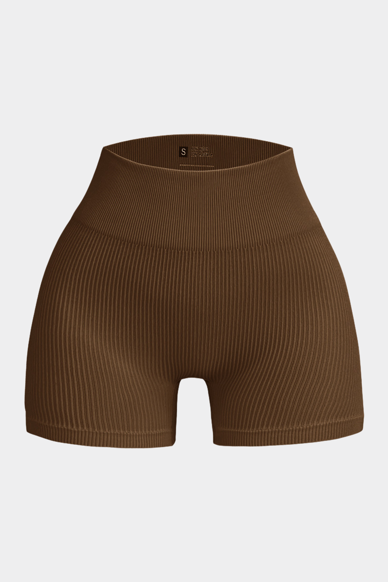 Women's Seamless Ribbed High-Waisted Biker Yoga Shorts