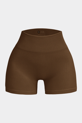 Women's Seamless Ribbed High-Waisted Biker Yoga Shorts