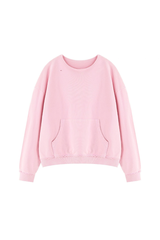 Women's Fall Raw Edge Neck Kangaroo Pocket Sweatshirt
