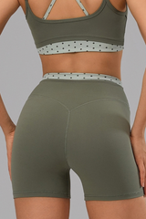 Women's Polka Dot High Waist No Front Line Workout Shorts