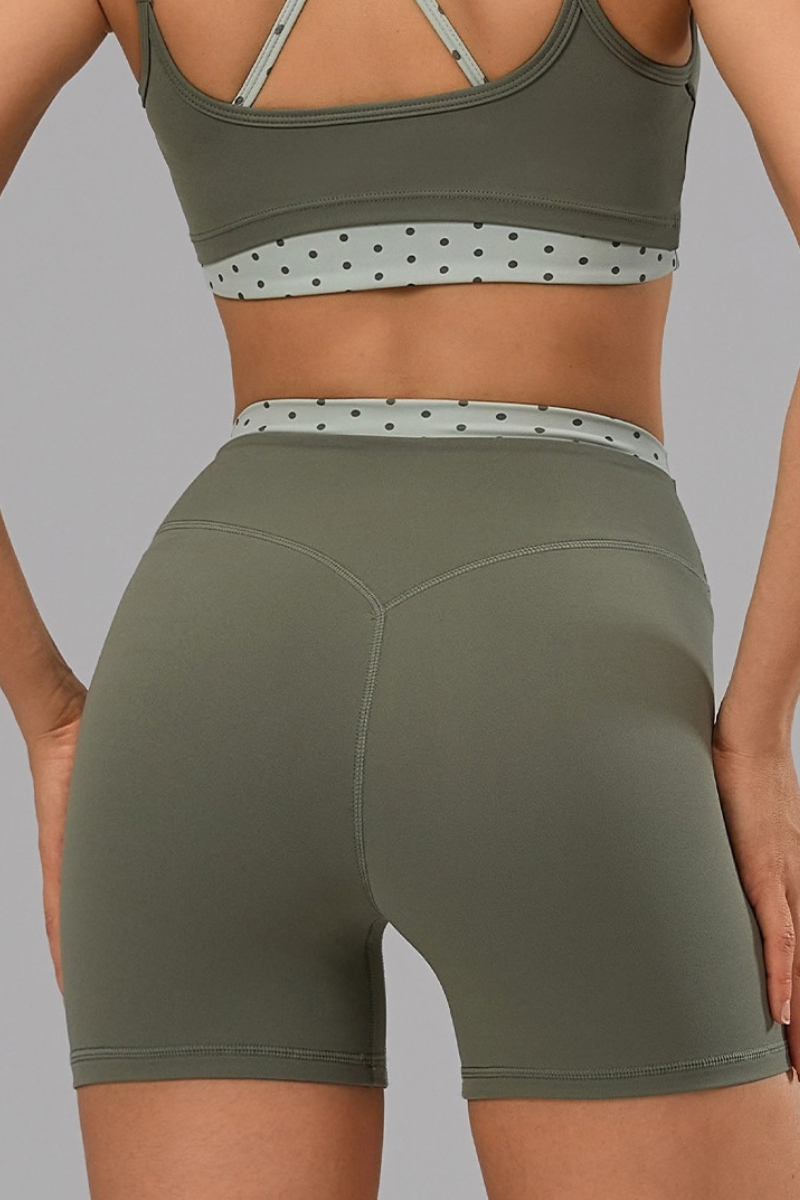 Women's Polka Dot High Waist No Front Line Workout Shorts