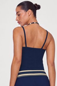 Women's Fake Two‑Piece Color Block Halter Sports Cami Tank