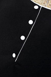 Women's Sexy Contrast Square Neck Slim One Piece - Black