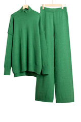 Thick-knit long pants set