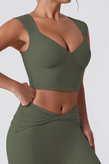Women's V -Neck Cropped  Sports Yoga Tank Top