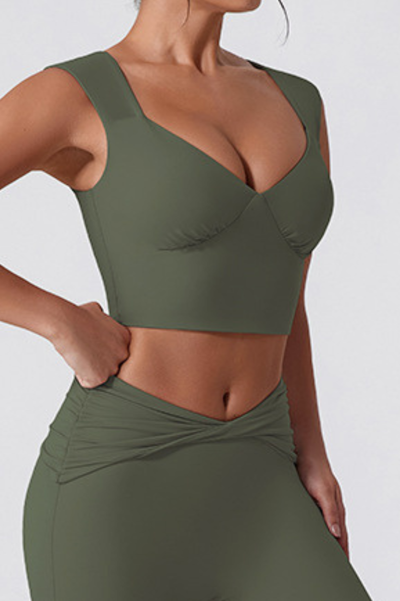 Women's V -Neck Cropped  Sports Yoga Tank Top
