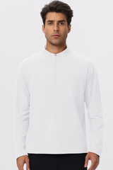 Men's Half Zip Raglan Quick Dry Athletic Long Sleeve T-Shirt