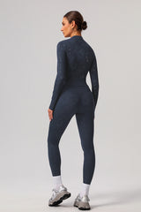 Women Gold Foil Fabric Sports Long Sleeves + Yoga Sports Leggings