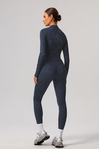 Women Gold Foil Fabric Sports Long Sleeves + Yoga Sports Leggings