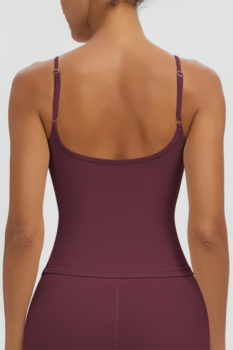 Women Square Neck Adjustable Thin Strap Workout Tank Top