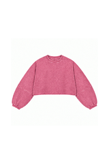 Womens Vintage Washed Cropped Crewneck Sweatshirt