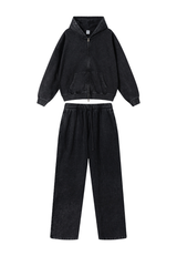 Unisex Fall Vintage Cotton Set:Hooded Jacket And Sweatpants