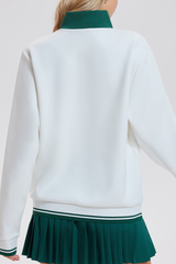 Women's Half-Zip Color Block Front Pocket Tennis Sweatshirt