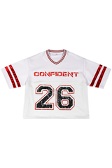 Unisex V-Neck Striped Mesh Athletic Football Jersey Tee